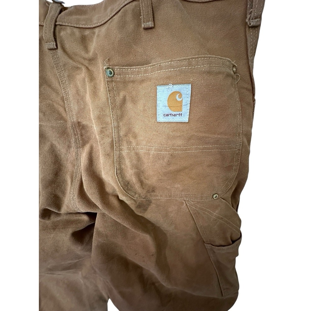 CARHARTT Men's 38x31 Brown Canvas Double Knee Carpenter Pants Stained - Picture 9 of 13